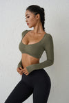 QINACTIVE Women’s Long Sleeve Yoga Crop Top