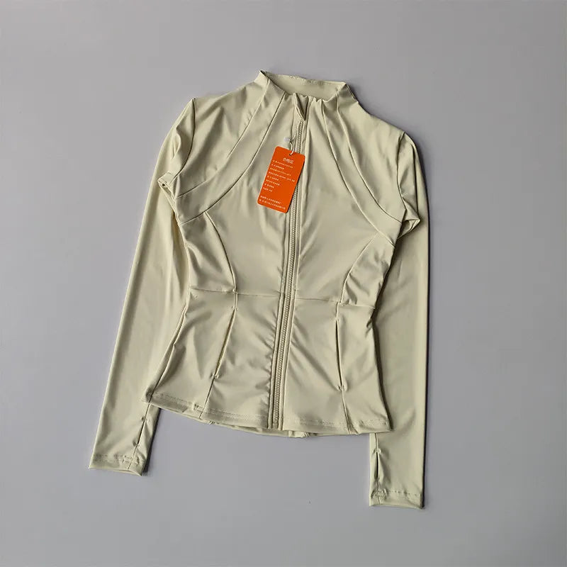 Women’s Slim Fit Zip-Up Yoga Jacket – Quick Dry Fitness Top