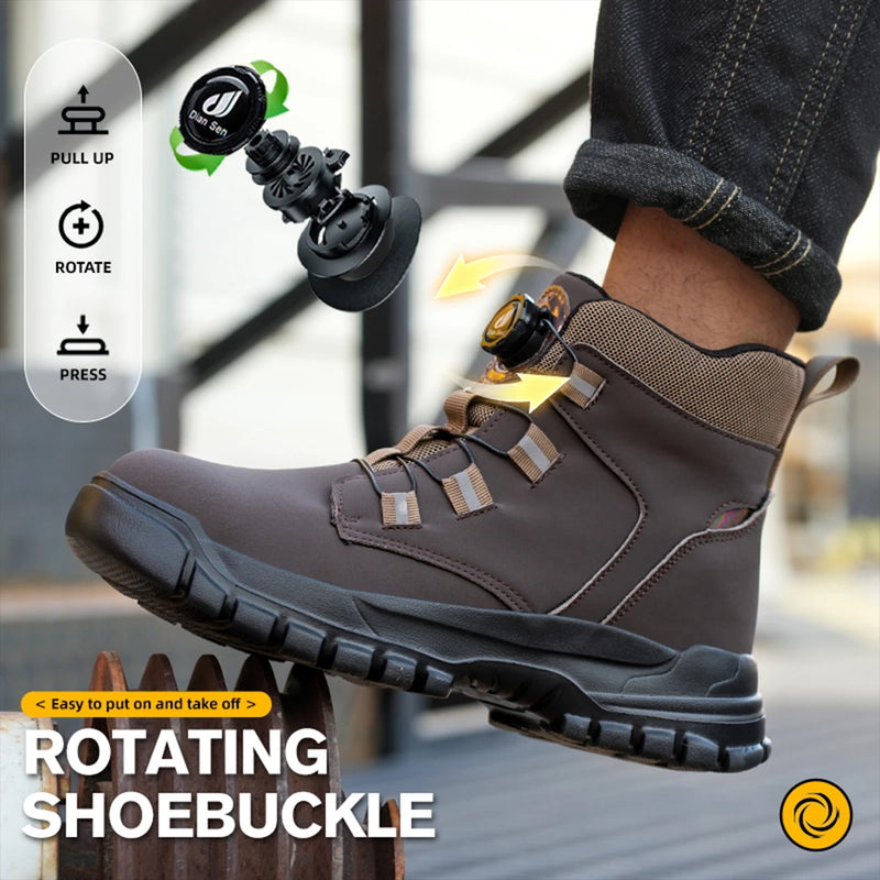 Men's Waterproof Steel Toe Safety Boots – Anti-Smash, Puncture-Resistant Work Shoes