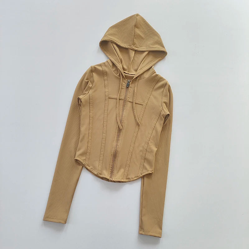 Women's Hooded Fitness Jacket – Quick-Dry Long Sleeve Sports Cardigan