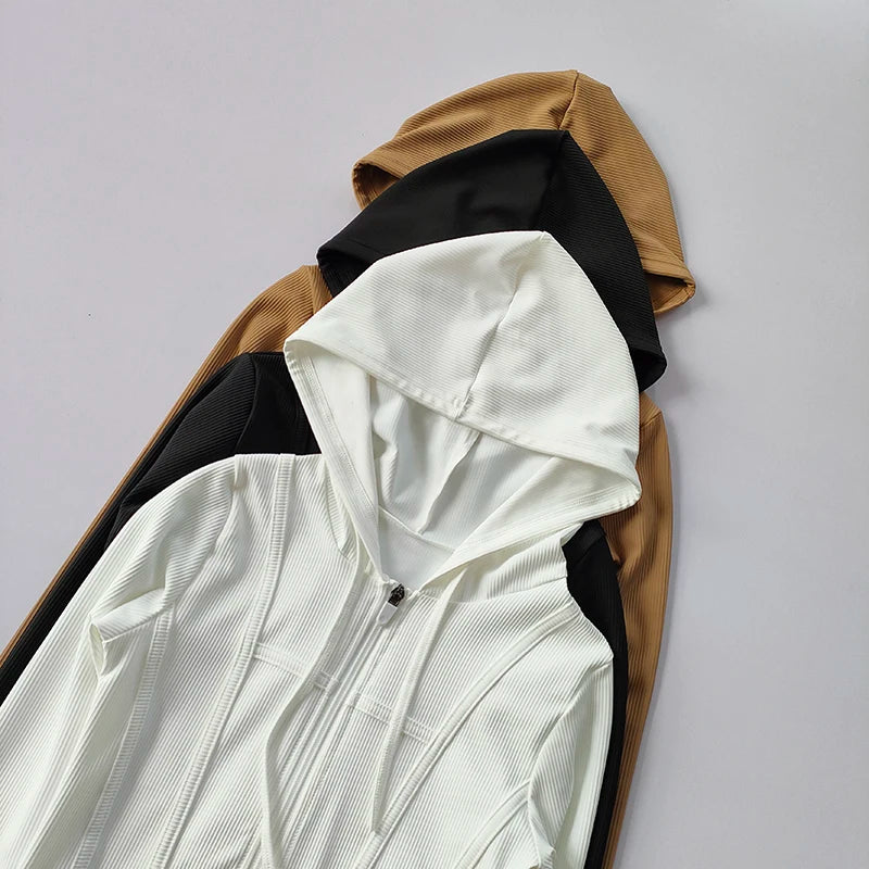 Women's Hooded Fitness Jacket – Quick-Dry Long Sleeve Sports Cardigan