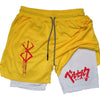 Anime Berserk Men’s 2-in-1 Performance Shorts – Compression Gym Workout Shorts with Pockets