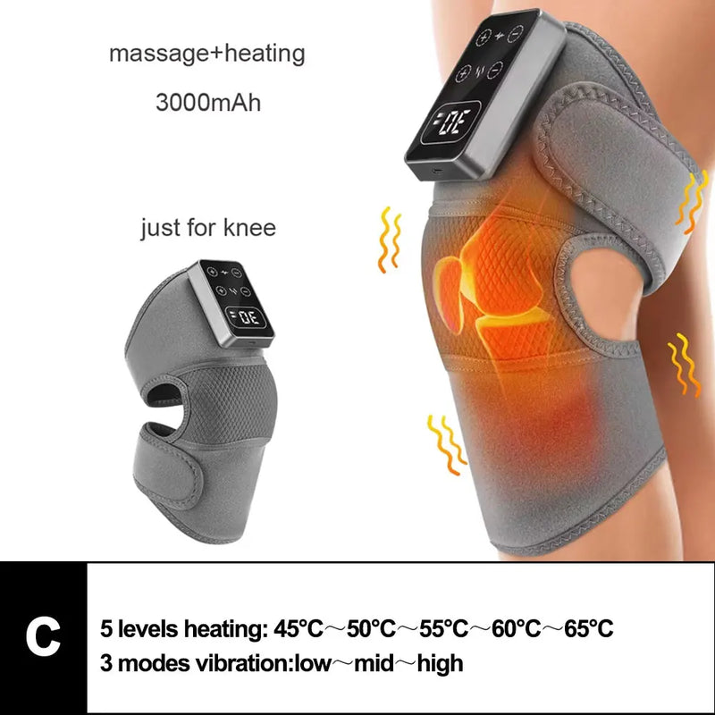 3-in-1 Electric Heated Vibration Massager for Knee, Shoulder & Elbow