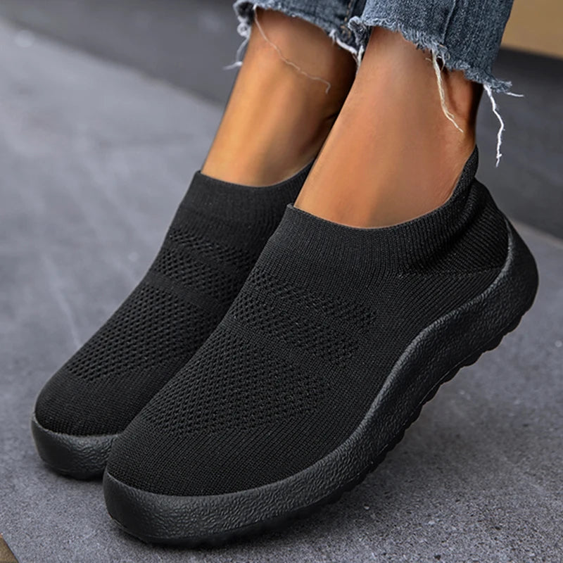 Women's Slip-On Sport Sneakers – Breathable Lightweight Running & Walking Shoes