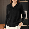 Women’s Zip-Up Knit Cardigan – Thick Warm Sweater with Turn-Down Collar