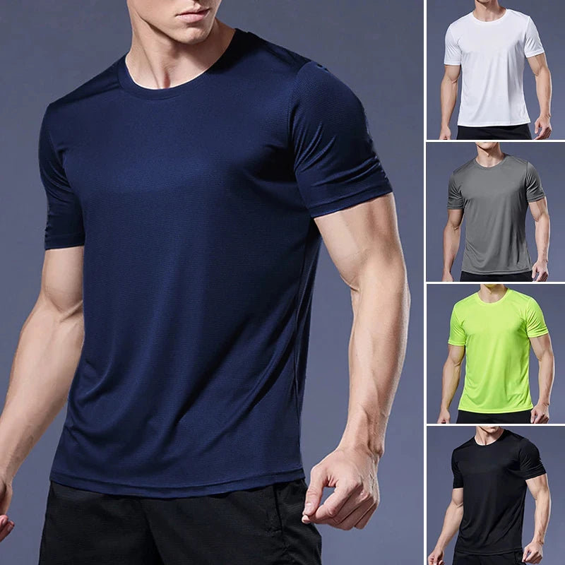 Men’s Breathable Quick-Dry Running Sports Fitness Short Sleeve T-Shirt