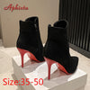 Aphixta Women's Winter Ankle Boots – 10cm Stiletto Heels, Warm Flock Lining, Sizes 47–50