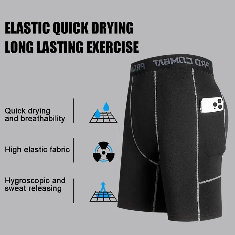 Men's Compression Running Shorts – Quick-Dry Athletic Training Shorts with Pocket