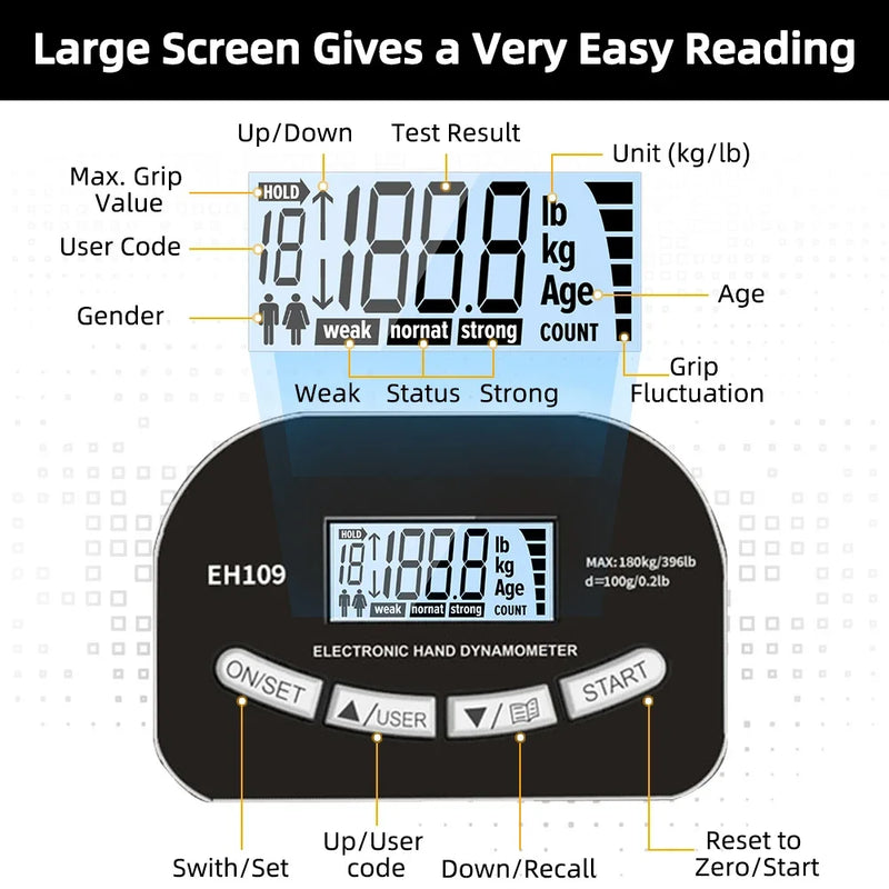 Digital Hand Grip Strength Tester 120kg