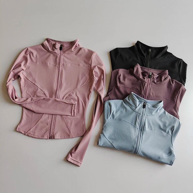 Women’s Slim Fit Zip-Up Yoga Jacket – Quick Dry Fitness Top