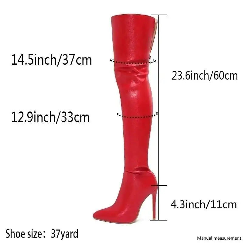 Women's Over-the-Knee High Heel Boots – 11cm Heels with Back Zipper, Sizes 40–46