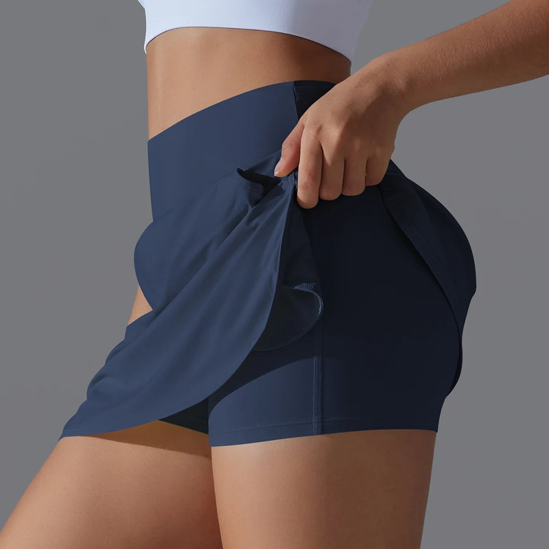 Outdoor Sports High Waist Yoga Tennis Skirt – Breathable Athletic Fitness Skort for Women