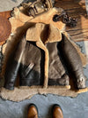 Men’s Genuine Sheepskin Leather Winter Jacket – Brown Shearling Coat with Thick Wool Lining, Plus Size