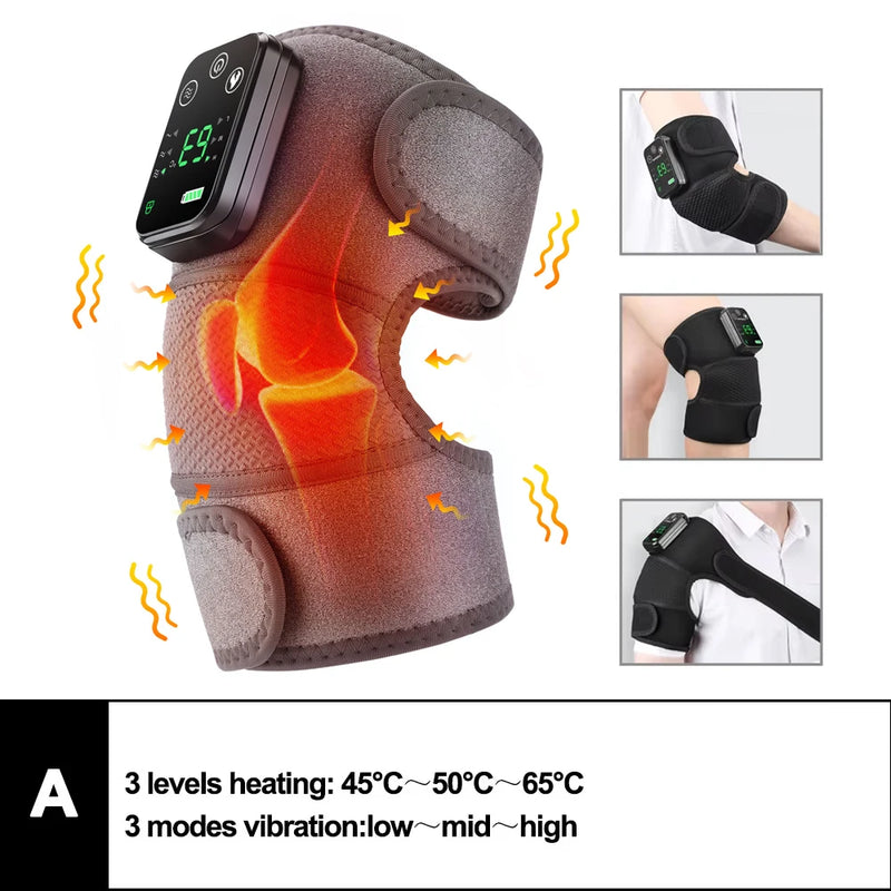 3-in-1 Electric Heated Vibration Massager for Knee, Shoulder & Elbow