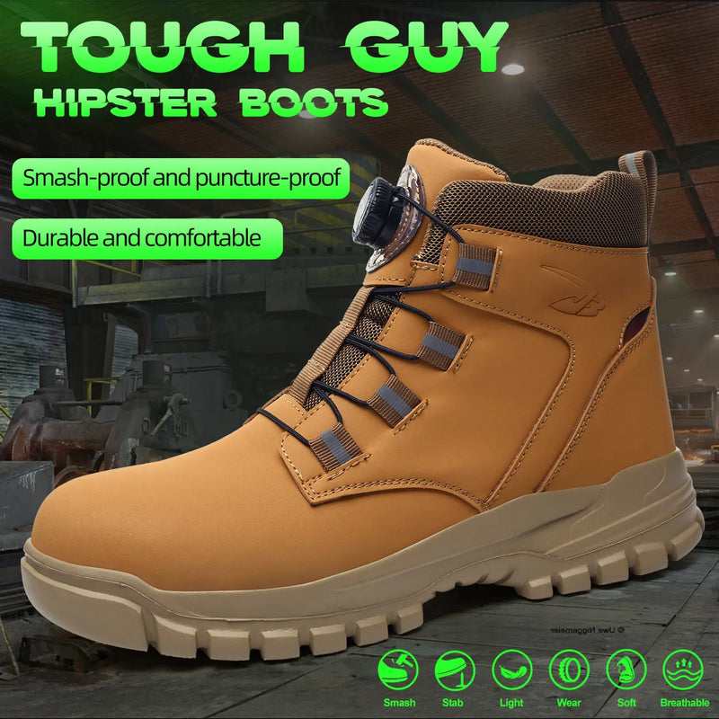 Men's Waterproof Steel Toe Safety Boots – Anti-Smash, Puncture-Resistant Work Shoes