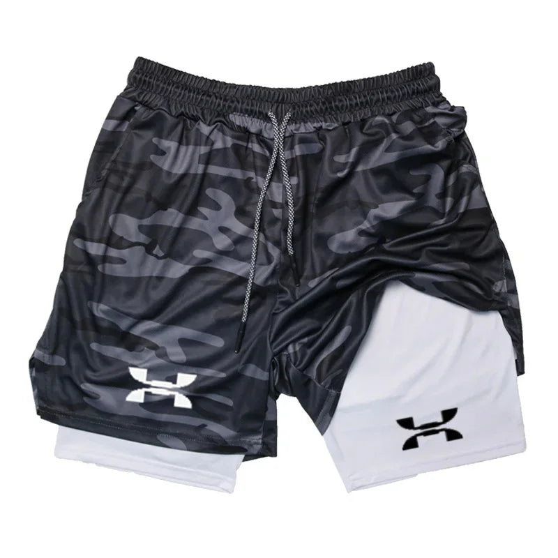 New Running Shorts Men Gym Sports Shorts 2-in-1