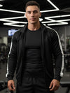 Men's Fleece-Lined Colorblock Jacket – Warm Zip-Up Sport Coat with Kangaroo Pocket