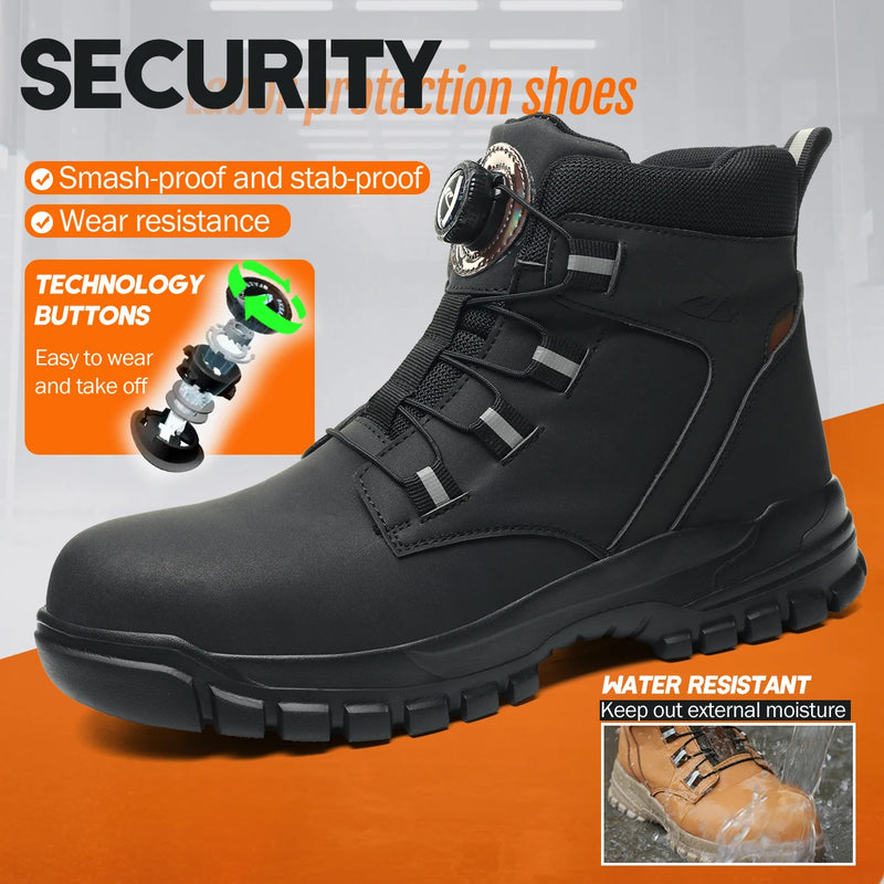 Men's Waterproof Steel Toe Safety Boots – Anti-Smash, Puncture-Resistant Work Shoes