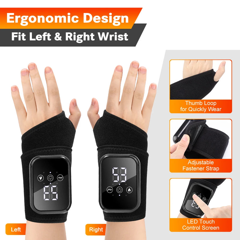 Rechargeable Heated Wrist Brace with Vibration Massage