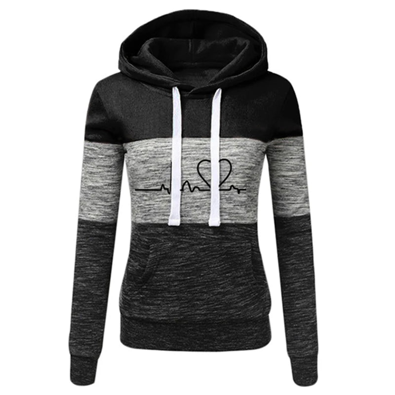 Women’s Printed Color Block Hoodie & Sweatpants Set
