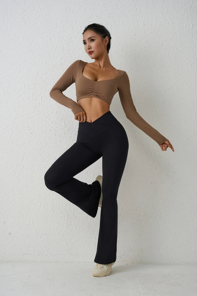 QINACTIVE Women’s Long Sleeve Yoga Crop Top