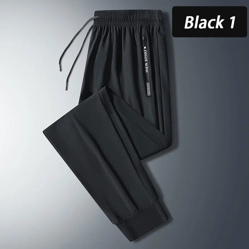 Men's Quick-Dry Running Pants with Zipper Pockets for Sports and Outdoor Activities