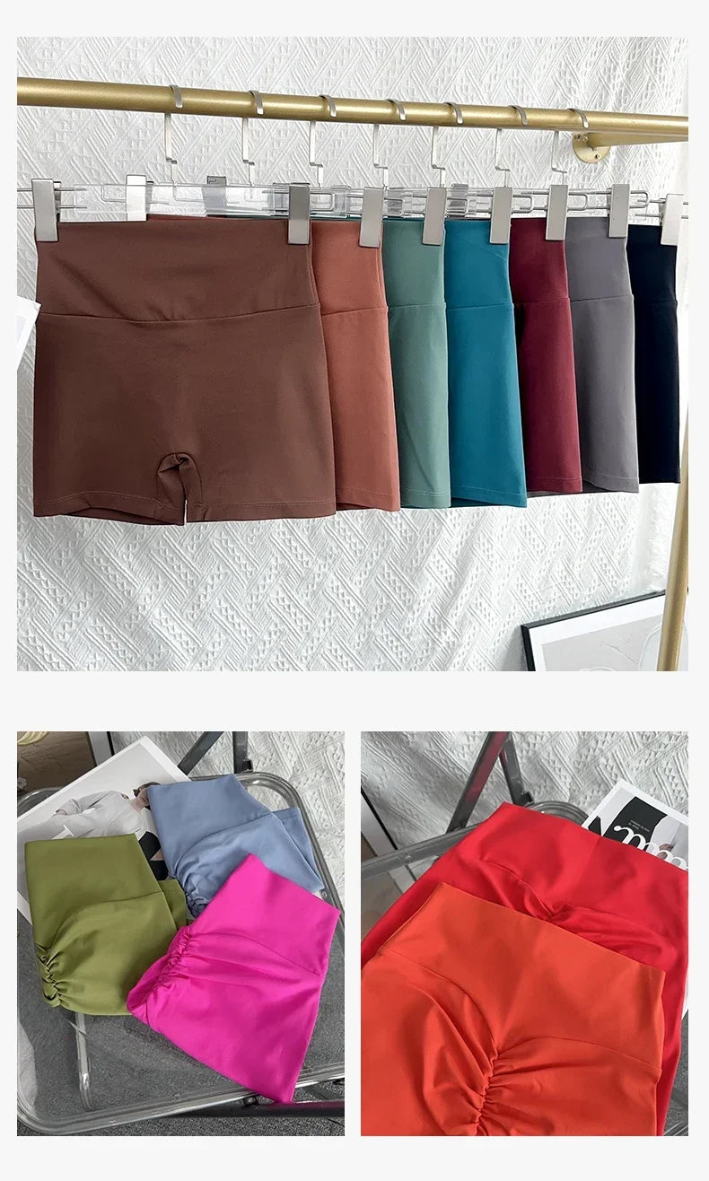 Solid Color High Waist Seamless Butt Lift Yoga Shorts