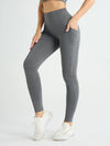 Solid Color High Waist Leggings with Side Pockets – Women's Push-Up Yoga & Fitness Pants