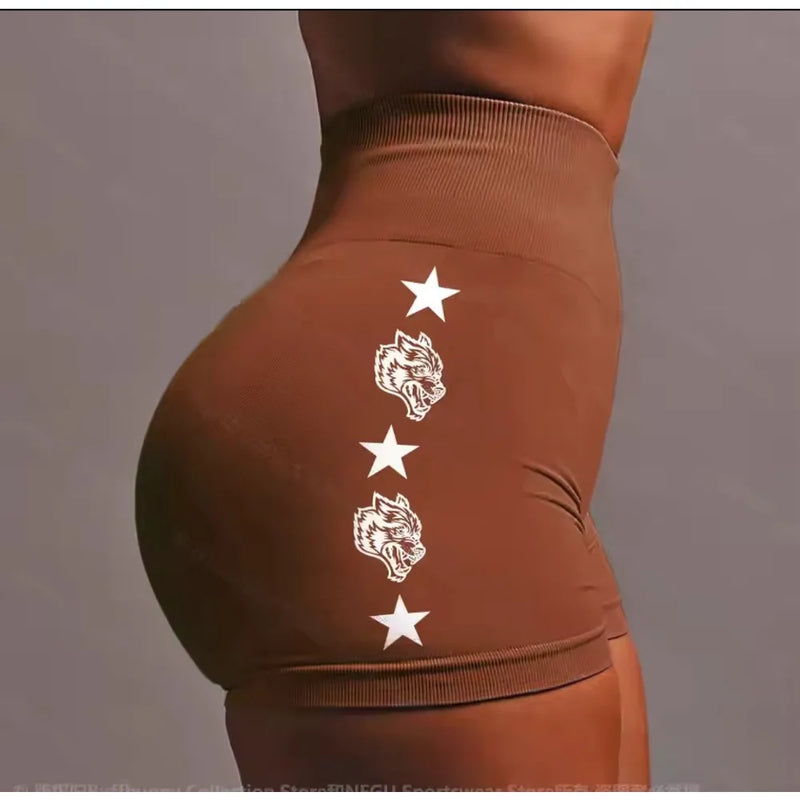 Women’s Seamless Yoga Wolf Gym Shorts