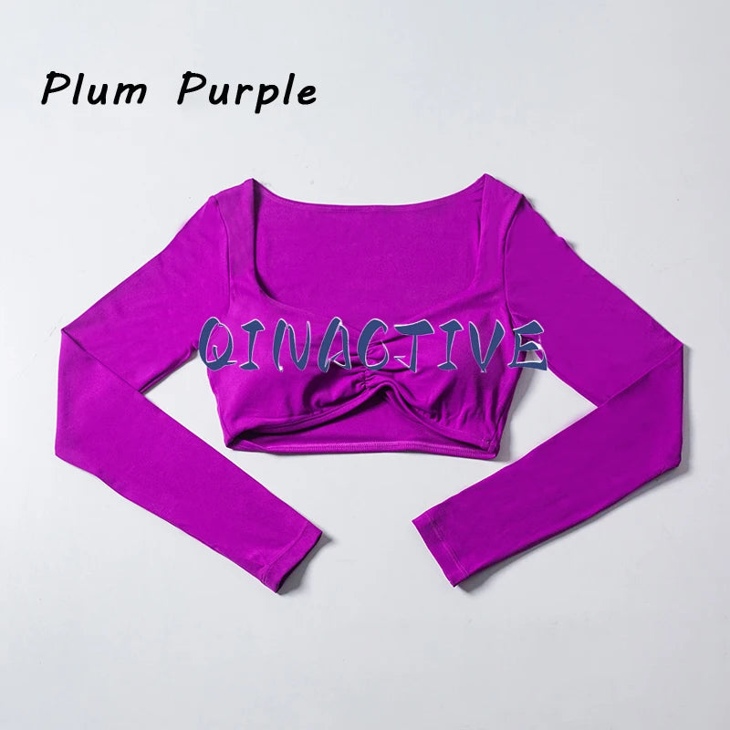 QINACTIVE Women’s Long Sleeve Yoga Crop Top