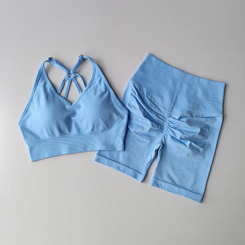 2 Pcs Yoga Sets Women High Waist Workout Outfits