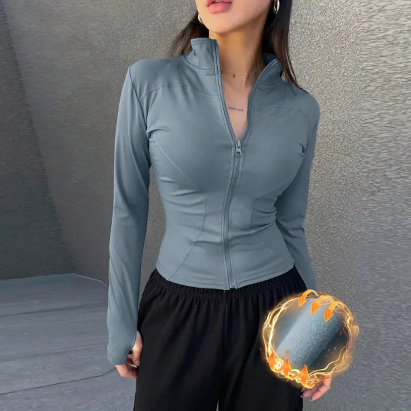 Women’s Slim Fit Zip-Up Yoga Jacket – Quick Dry Fitness Top