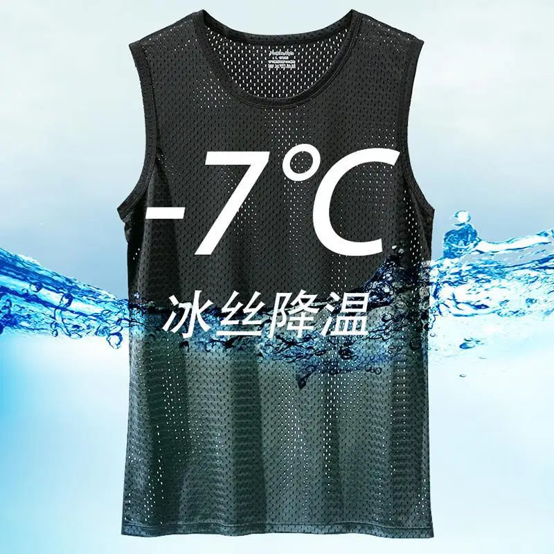 Men's Ice Silk Mesh Gym Stringer Tank Top – Transparent Bodybuilding Fitness Vest