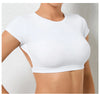 Women's Backless Muscle Back Sports Tee – Open Back Workout Yoga Training T-Shirt