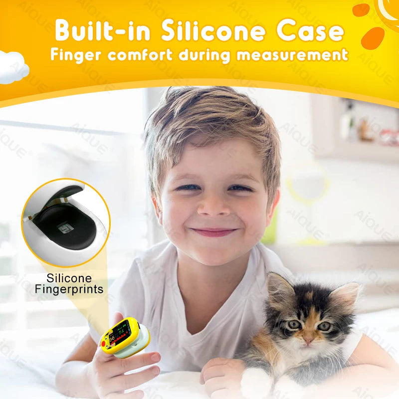 AiQUE Pediatrics Finger Pulse Oximeter – Child & Baby Blood Oxygen & Heart Rate Monitor (0.5–12 Years)