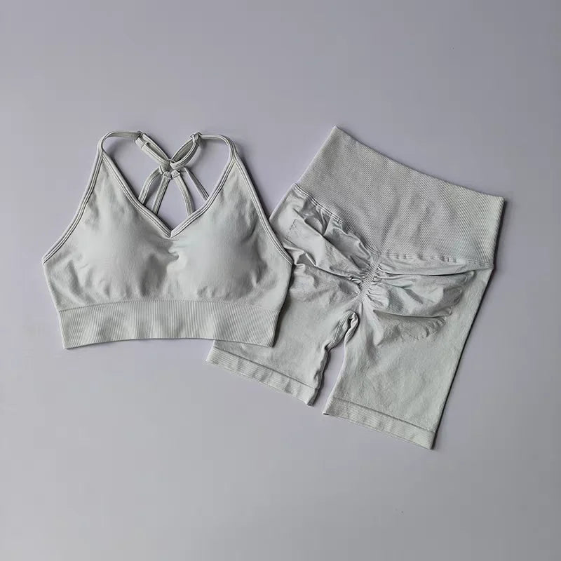 2 Pcs Yoga Sets Women High Waist Workout Outfits