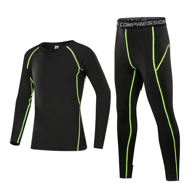 Kids Compression Sportswear Set – Warm Running & Basketball Base Layers for Boys