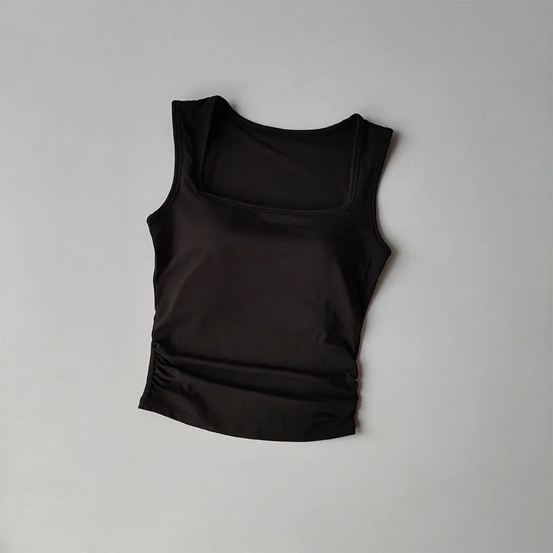 Women's Square Collar Fixed One-piece Sports Vest