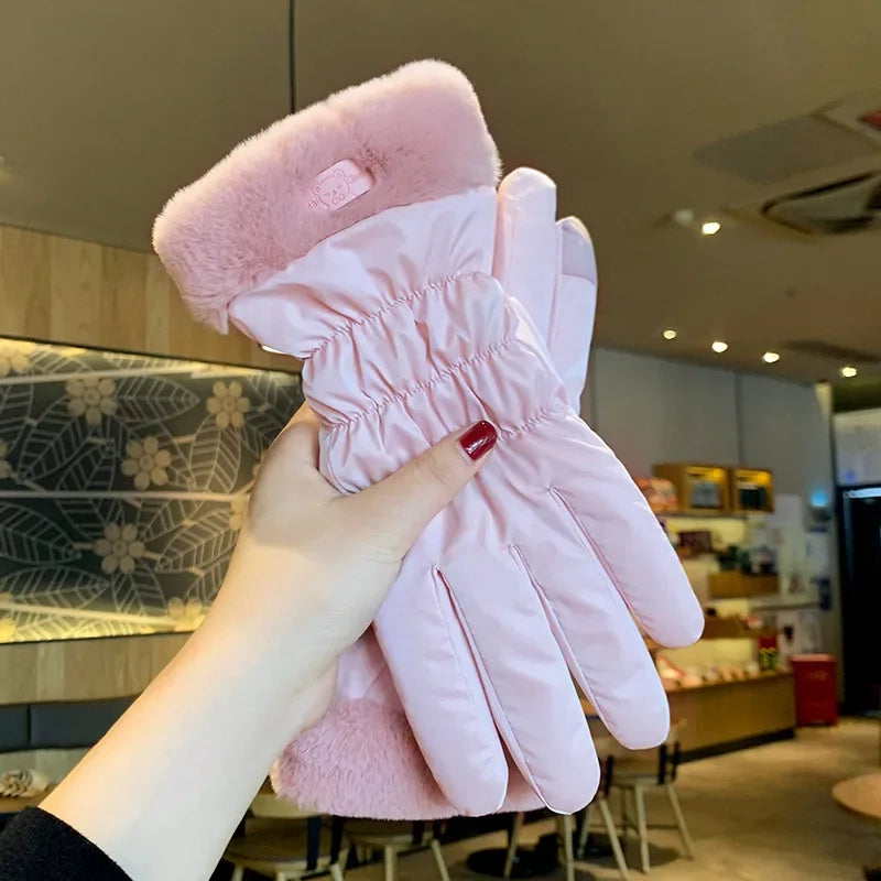 Women's Winter Ski Gloves – Thick Fleece-Lined Waterproof Touchscreen Gloves