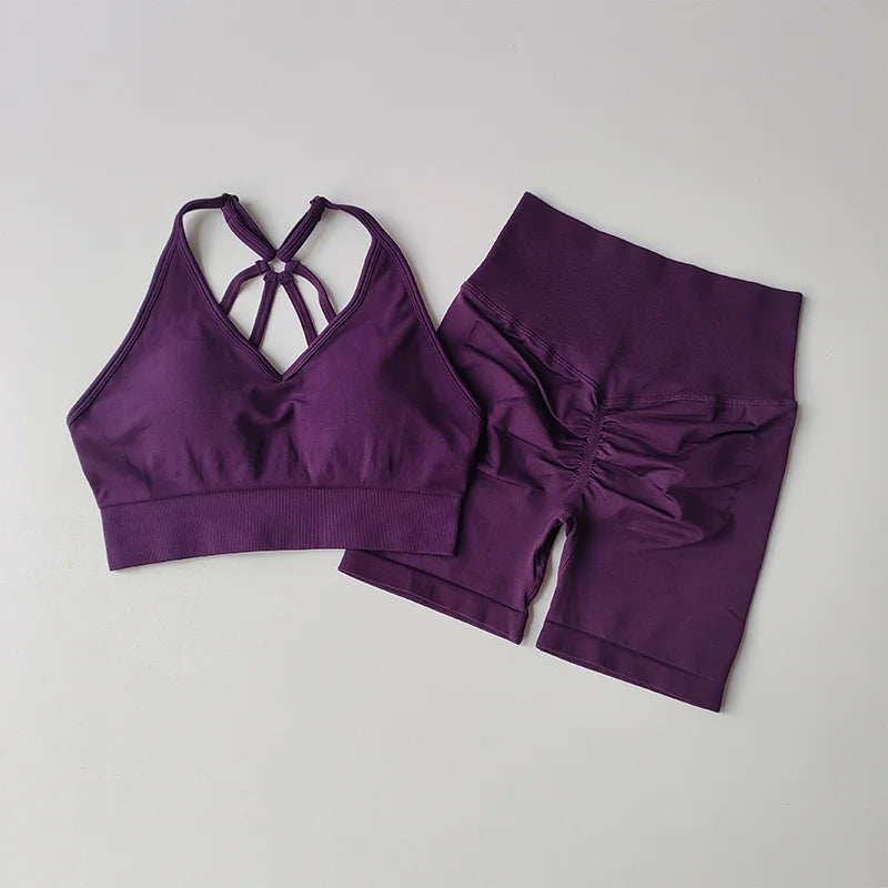 2 Pcs Yoga Sets Women High Waist Workout Outfits