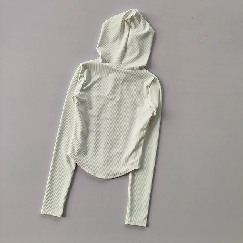 Women's Hooded Fitness Jacket – Quick-Dry Long Sleeve Sports Cardigan