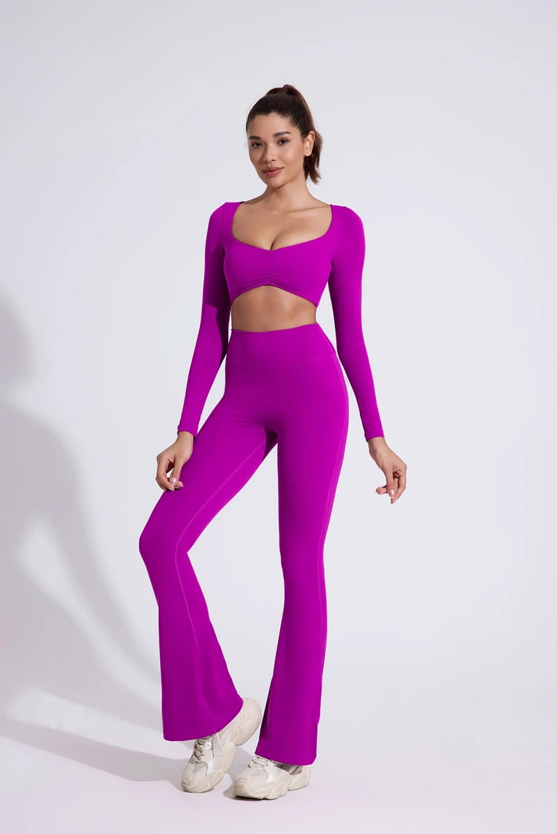 QINACTIVE Women’s Long Sleeve Yoga Crop Top