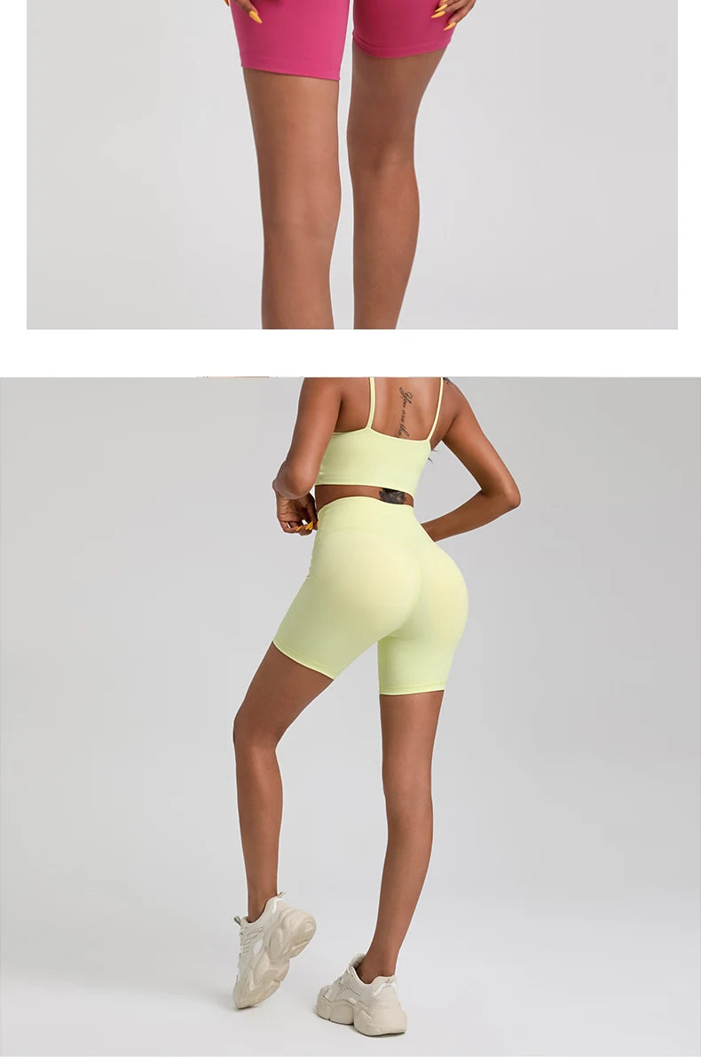 Solid Color Women’s High Waist Fitness Shorts