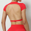 Women's Backless Muscle Back Sports Tee – Open Back Workout Yoga Training T-Shirt