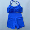 Women's Yoga Shorts Set with Cross-Strap Bra and High-Waist Shorts