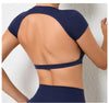 Women's Backless Muscle Back Sports Tee – Open Back Workout Yoga Training T-Shirt