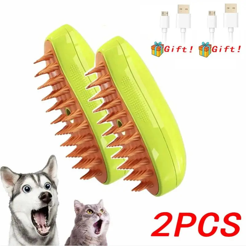 3-in-1 Electric Pet Steam Brush – Grooming, Detangling & Massage Tool