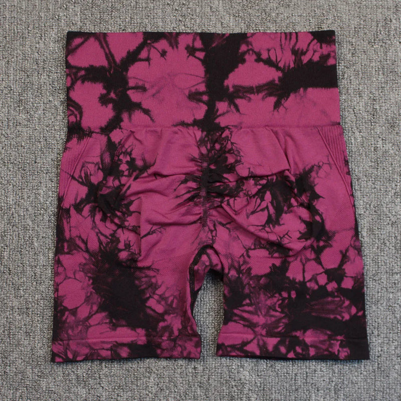 Seamless Tie Dye Push Up Yoga Shorts for Women: