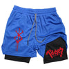 Anime Berserk Men’s 2-in-1 Performance Shorts – Compression Gym Workout Shorts with Pockets