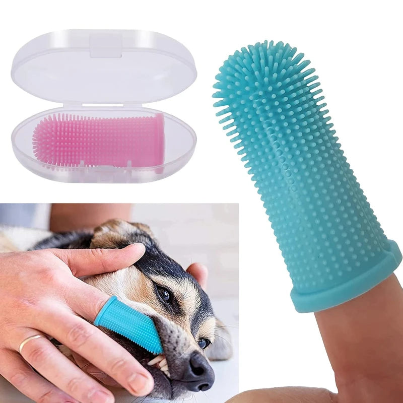 Pet Finger Toothbrush Kit for Dogs & Cats – Silicone Dental Cleaning Tool